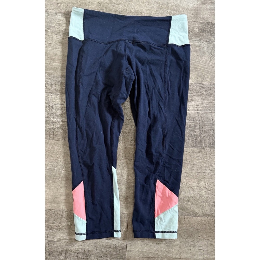Lululemon Embody Crop Leggings Inkwell Fresh Teal Pop Orange Colorblock Size 8
